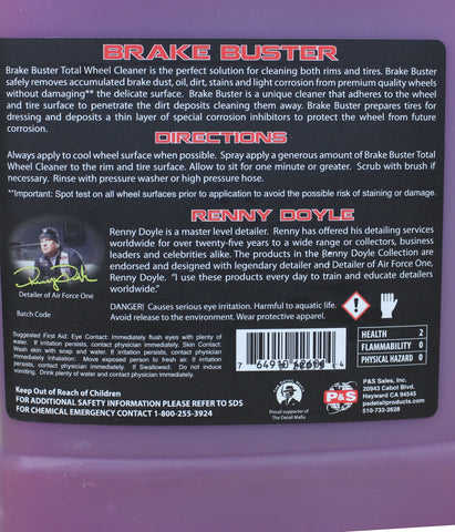  P&S Professional Detail Products - Brake Buster Wheel and Tire  Cleaner - Non-Acid Formula Safe For All Wheel Types, Removes Brake Dust,  Oil, Dirt, Light Corrosion (1 Pint) : Automotive
