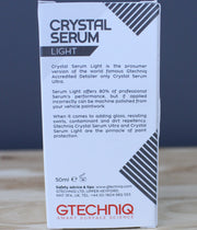 AutoMiraj on X: Crystal Serum Light is the prosumer version of the  world-famous Gtechniq Accredited Detailer Crystal Serum Ultra. It offers  80% of professional Serum Ultra's performance, but if applied incorrectly  can
